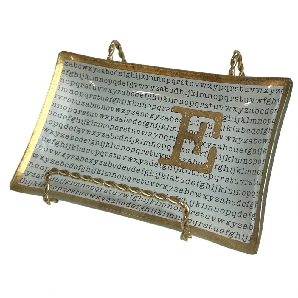 Jay Companies American Atelier Gold Accent Tray Letter E Trinket Rings Chic Boho